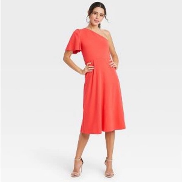 Who What Wear Dresses & Skirts - + WHOWHATWEAR + Midi One Shoulder Dress